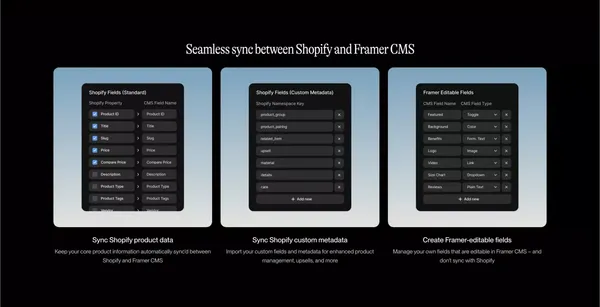 Shopify x Framer Integration | Framer Commerce - Landing design inspiration