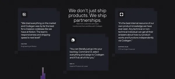 Codegen | The OS for Code Agents - Landing design inspiration