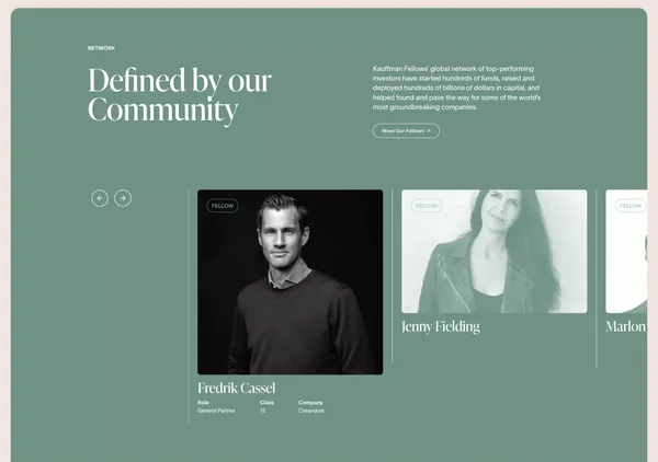 Kauffman Fellows | Where Purpose Gathers - Landing design inspiration