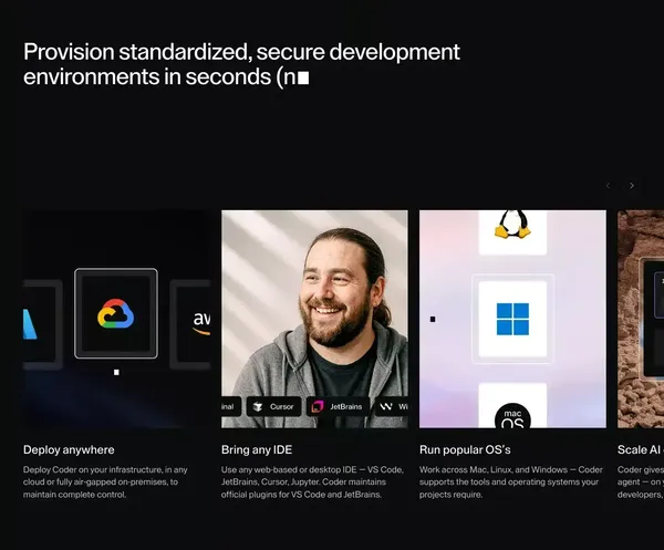 CDEs: Cloud Development Environments for Enterprise Developers | Coder - Landing design inspiration