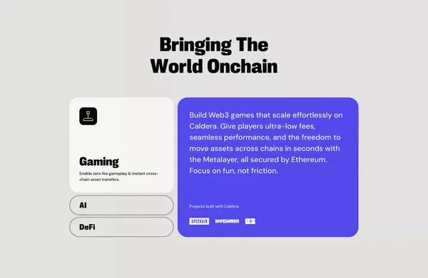 Caldera - The Internet of Chains - Landing design inspiration