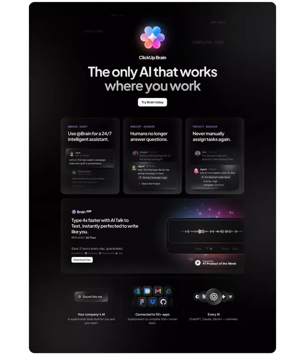 ClickUp™ | The everything app for work - Landing design inspiration