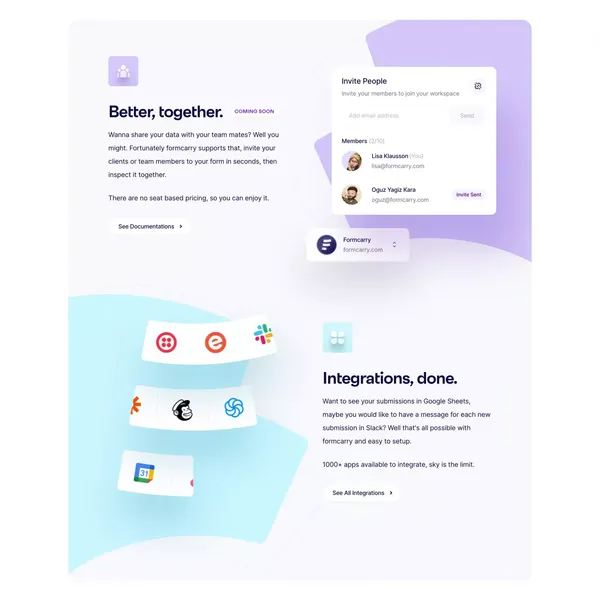 Formcarry. | Hassle-free HTML Forms - Landing design inspiration