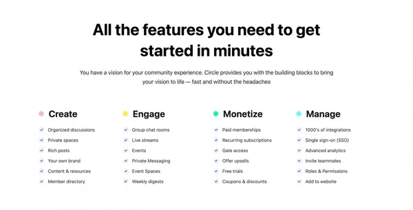 Circle: The all-in-one community platform for creators and brands - Landing design inspiration