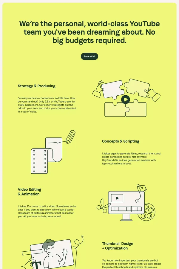 HeyFriends! | YouTube Growth, Video Editing, Thumbnail Design, and Strategy - Landing design inspiration