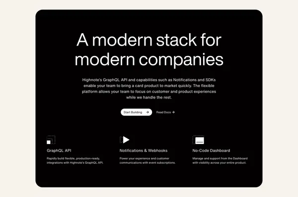 Highnote | Most Modern Card Issuer Processor and Program Management Platform - Landing design inspiration