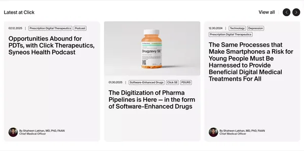 Click Therapeutics - Where Science Meets Software - Landing design inspiration