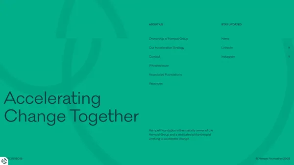 Hempel Foundation | Accelerating Change Together | Hempel Foundation - Landing design inspiration