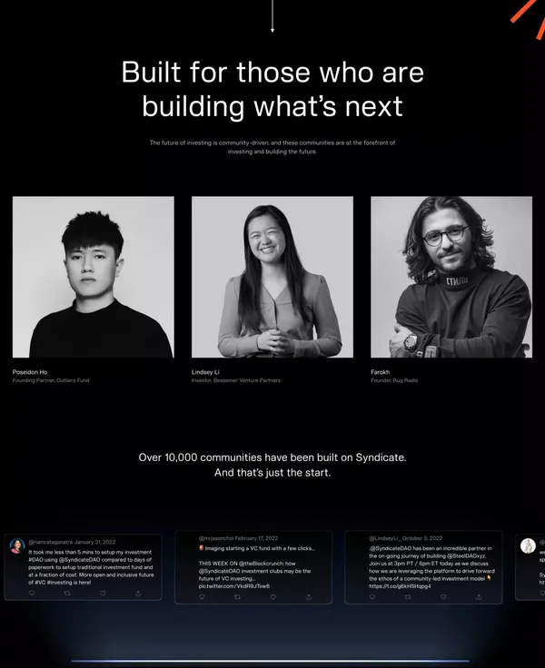 Syndicate - Landing design inspiration