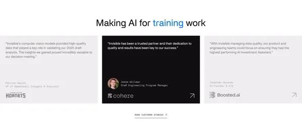 AI Software for Labs and Enterprise | Invisible Technologies - Landing design inspiration