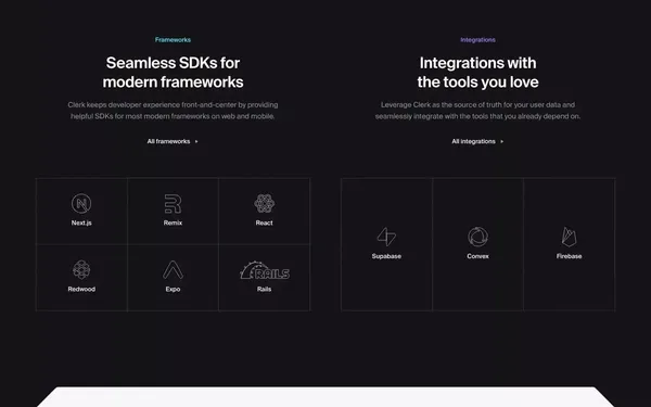 Clerk | Authentication and User Management - Landing design inspiration