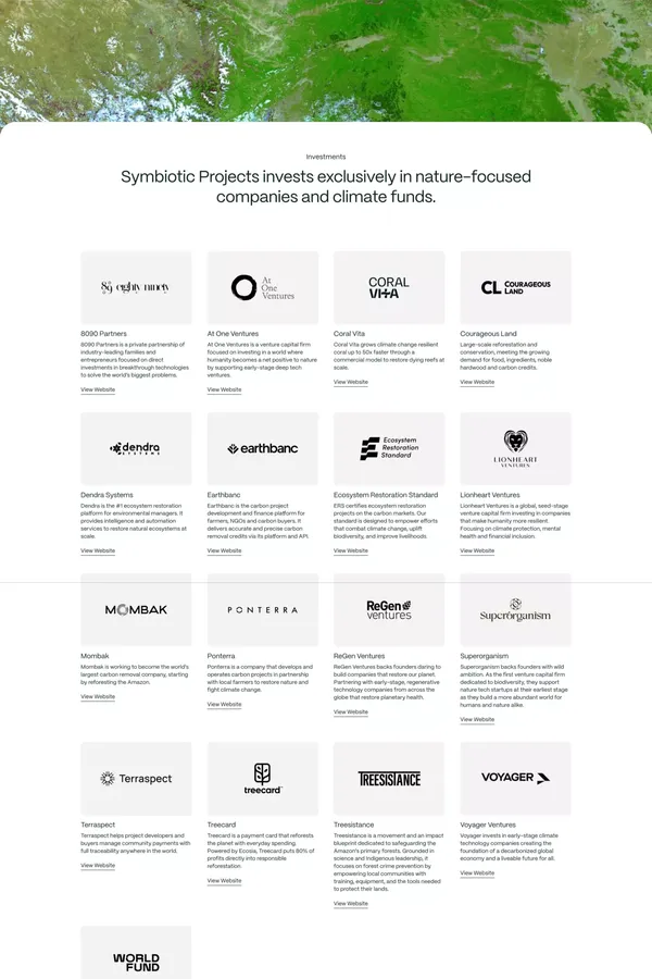 Symbiotic Projects - Landing design inspiration