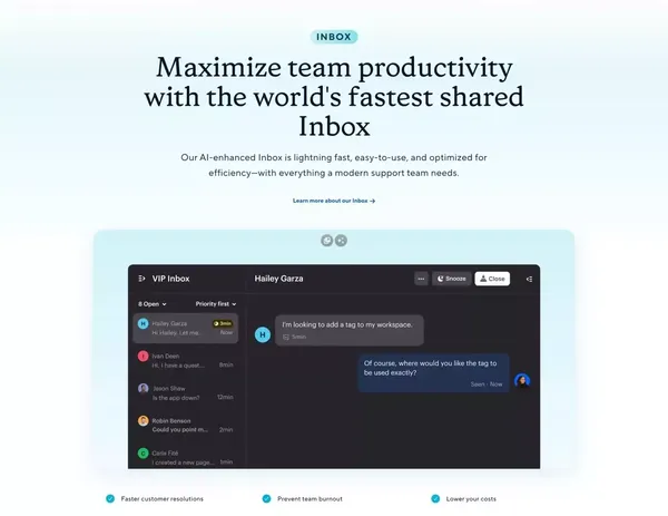 Intercom: The best of automation and human customer service - Landing design inspiration