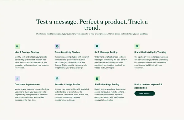Glass | Modern Market Research - Landing design inspiration
