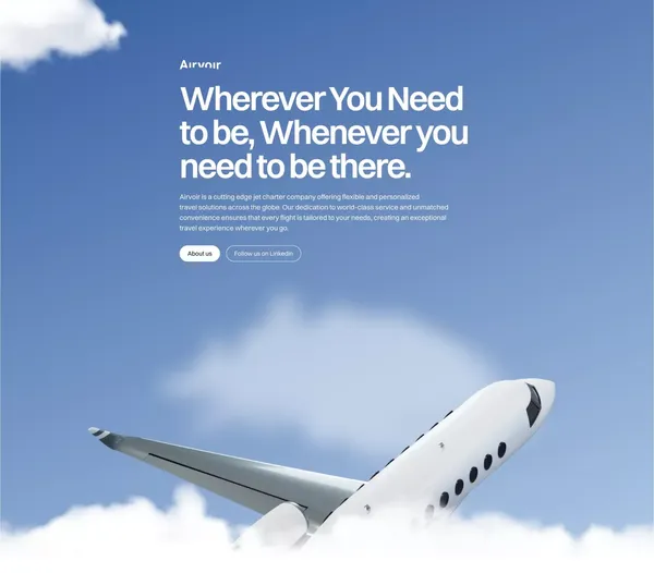 Corporate Jet Charters | Airvoir - Landing design inspiration