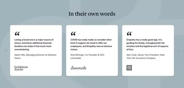 Support for Loss | Empathy - Landing design inspiration