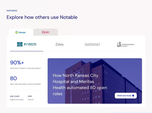 Notable | The AI Platform for Healthcare Operations - Landing design inspiration