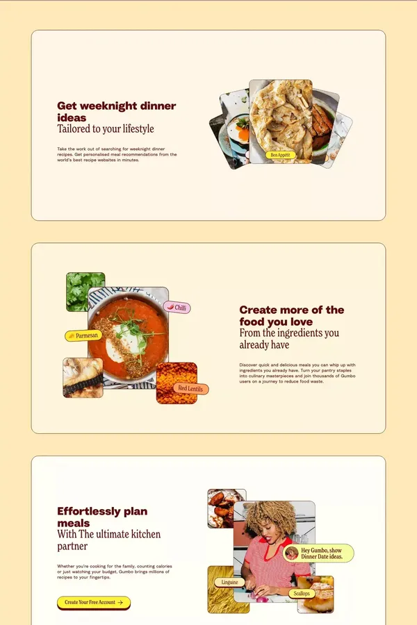 Gumbo | Find Recipes Using The Ingredients You Have at Home - Landing design inspiration