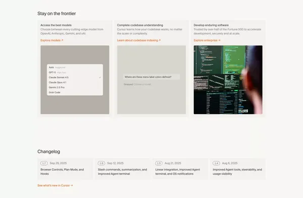 Cursor: The best way to code with AI - Landing design inspiration