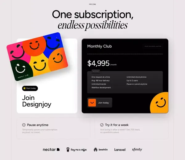 Designjoy - Design as a Subscription - Landing design inspiration