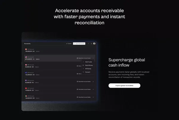Finofo | Automate AP, Treasury & Global Receivables in One Platform - Landing design inspiration