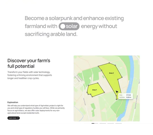 Covering farms with solar panels - Landing design inspiration