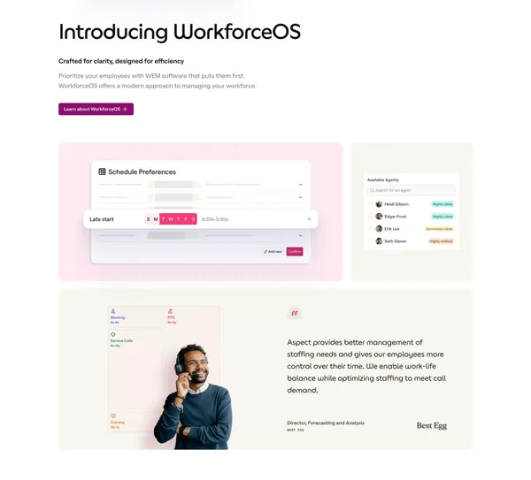Aspect | Trusted Leaders in Workforce Engagement Management Solutions - Landing design inspiration