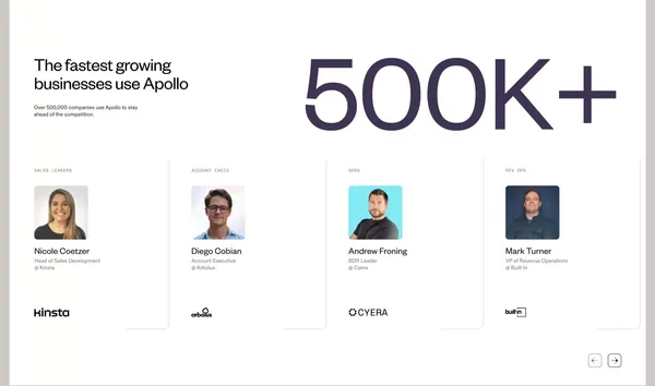 B2B Sales Platform Powered by AI | Apollo - Landing design inspiration