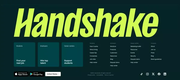 Employers | Handshake - Landing design inspiration