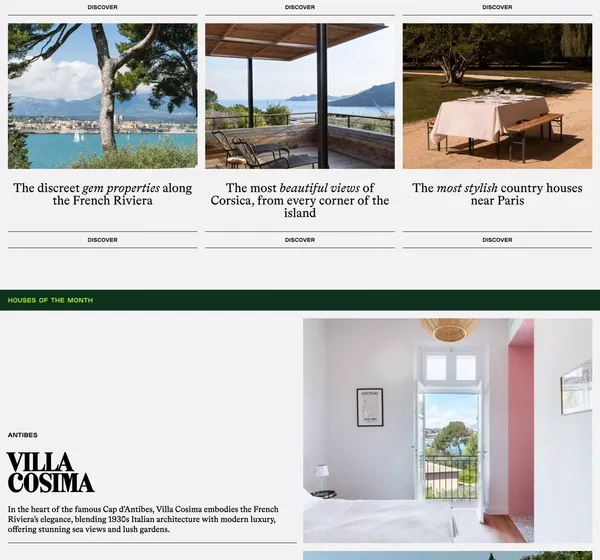 Weeks Off - The guide featuring the best houses to rent in the world - Blog design inspiration