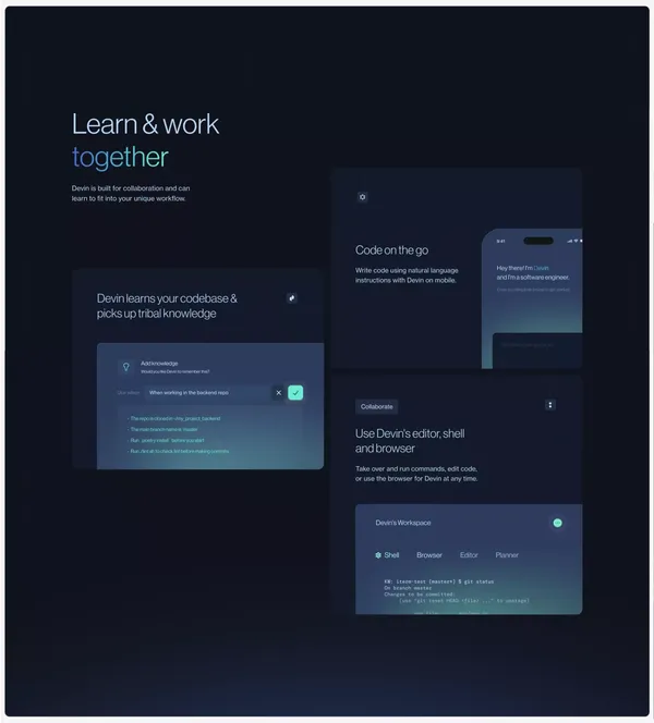 Devin - Landing design inspiration