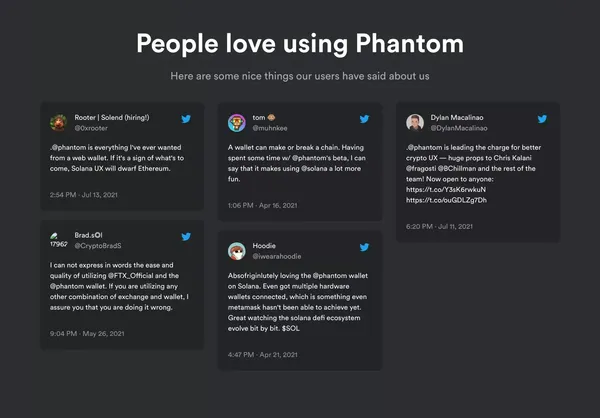 Phantom - A friendly Solana wallet built for DeFi & NFTs - Landing design inspiration