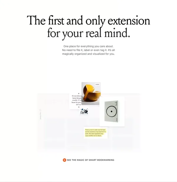 mymind is the extension for your mind. - Landing design inspiration