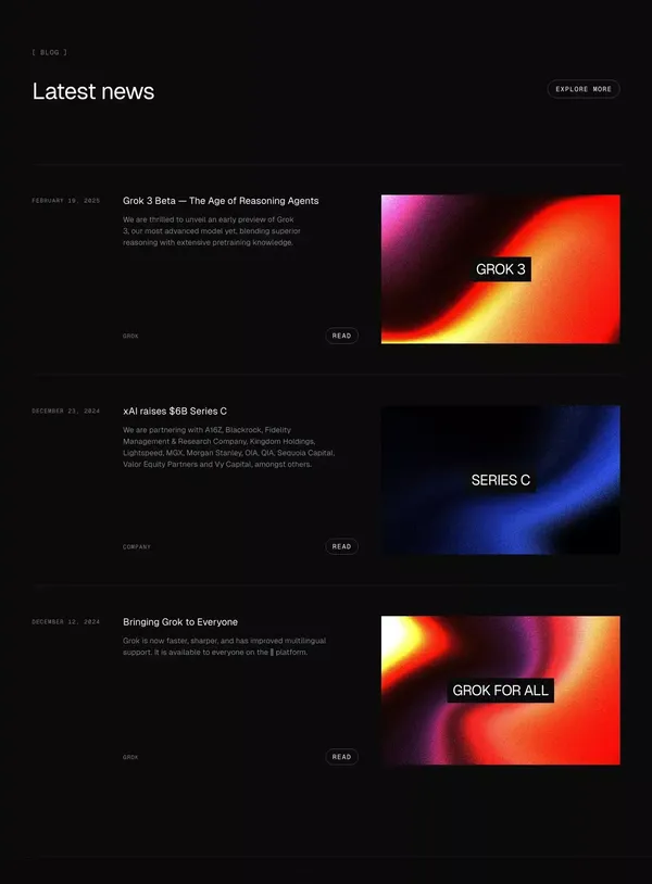 xAI: Welcome - Landing design inspiration