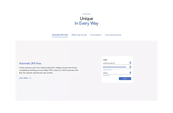 Uniqkey: Simplify Access and Secure your Business - Landing design inspiration