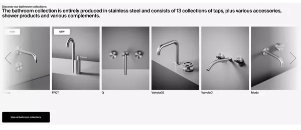 QuadroDesign: Stainless Steel Italian Faucets and Accessories - Landing design inspiration