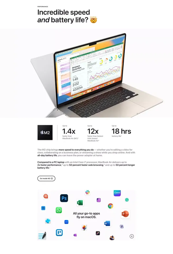 MacBook Air 13- and 15-inch with M2 - Apple - Landing design inspiration