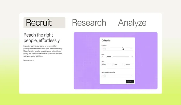 Maze | User Research and Testing Platform - Landing design inspiration