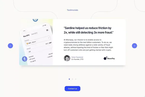 Sardine - Risk-free ACH. Instant settlement. - Landing design inspiration