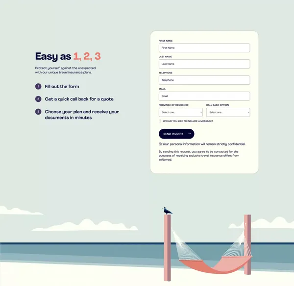 Travel Insurance | Medical Insurance | soNomad. - Landing design inspiration