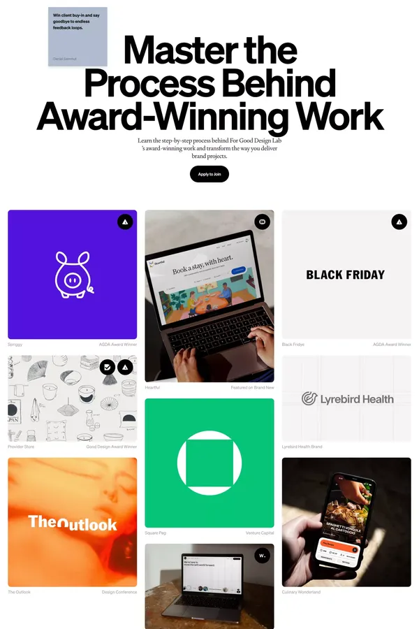 Brand Process Playbook by For Good Design Lab - Landing design inspiration