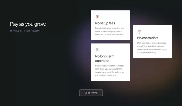 Swan - The easiest way to embed banking features - Landing design inspiration
