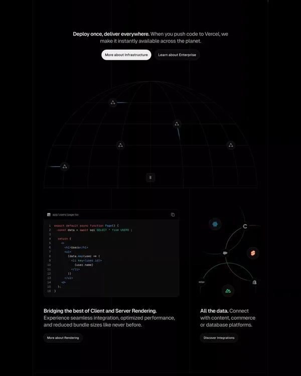 Vercel: Develop. Preview. Ship. For the best frontend teams - Landing design inspiration