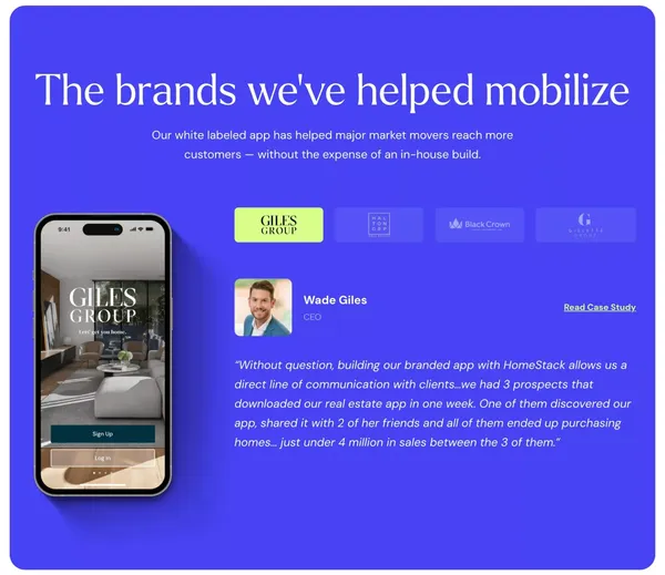 HomeStack - Custom Real Estate Apps for Agents & Brokers - Landing design inspiration
