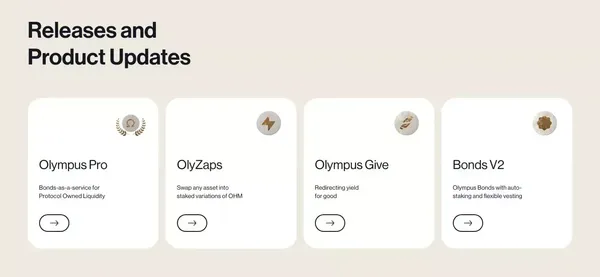 Olympus - The future decentralized reserve currency - Landing design inspiration