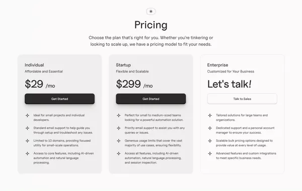 Bytebot - Leverage the power of AI in your web scraping, automation, testing and monitoring. - Landing design inspiration