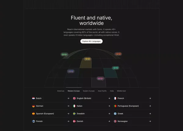 Real-time TTS API with AI laughter and emotion | Cartesia Sonic-3 - Landing design inspiration
