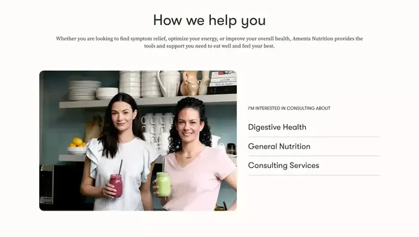 Amenta Nutrition : Digestive Disorders, Gut Health and General Nutrition - Landing design inspiration