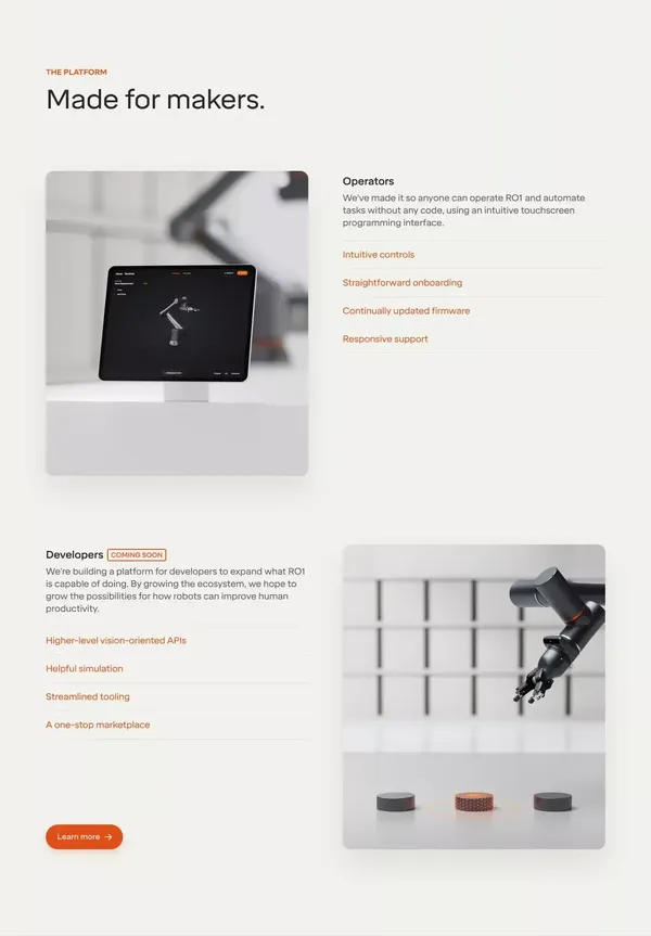 Standard Bots - Landing design inspiration