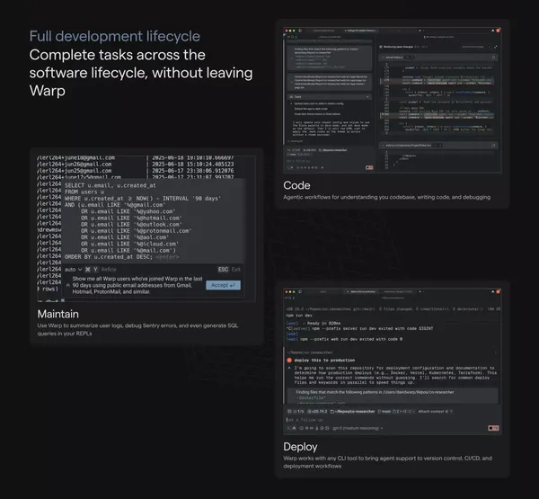 Warp: The Agentic Development Environment - Landing design inspiration